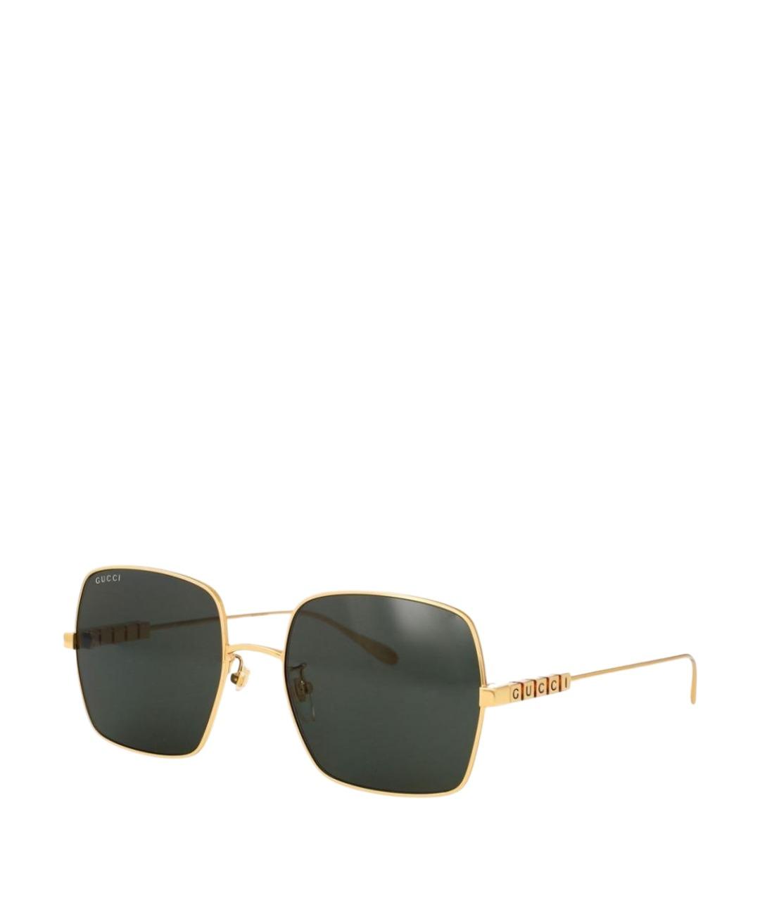 GUCCI Золотые металлические солнцезащитные очки, фото 1