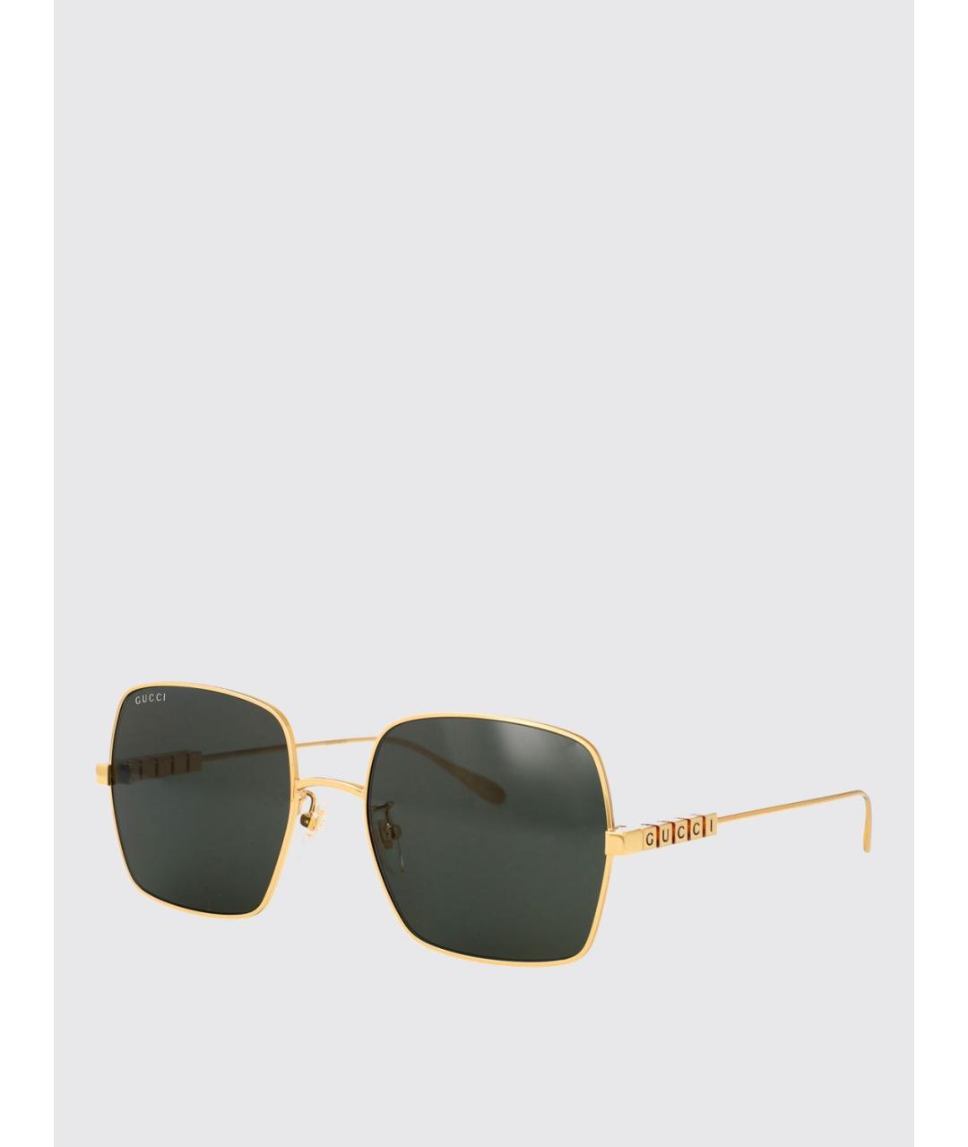 GUCCI Золотые металлические солнцезащитные очки, фото 5