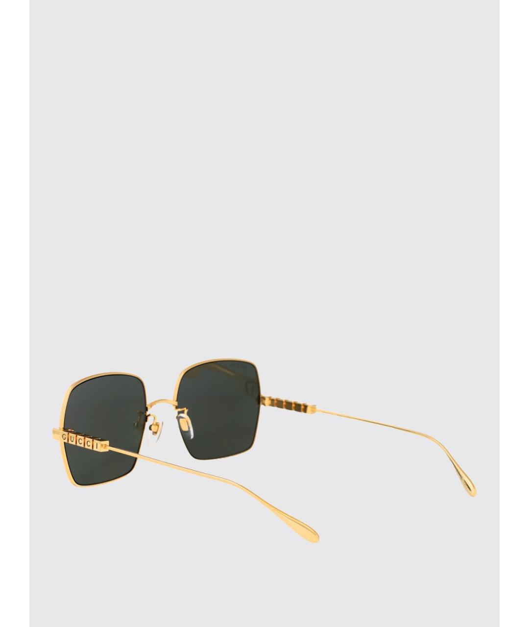 GUCCI Золотые металлические солнцезащитные очки, фото 3