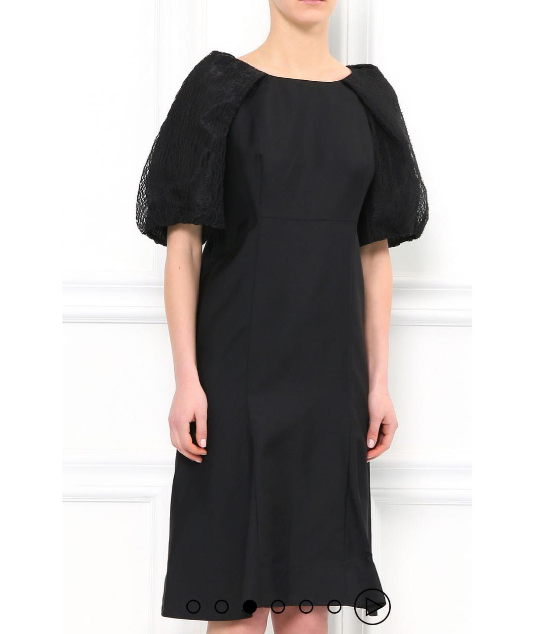 JIL SANDER Черное шелковое коктейльное платье, фото 3