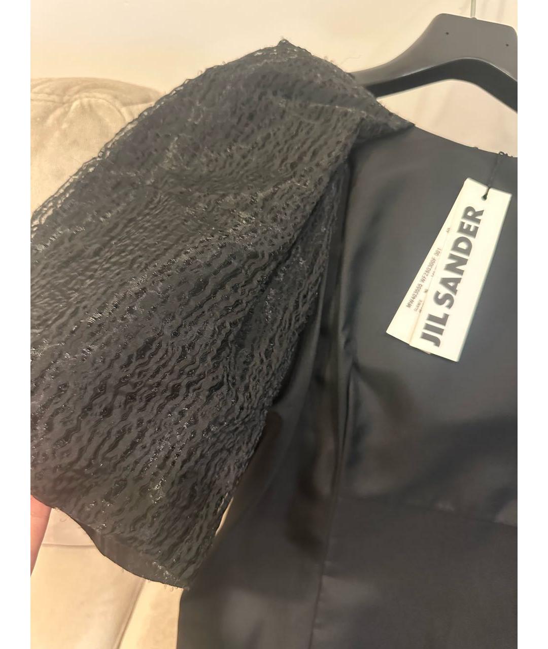 JIL SANDER Черное шелковое коктейльное платье, фото 4