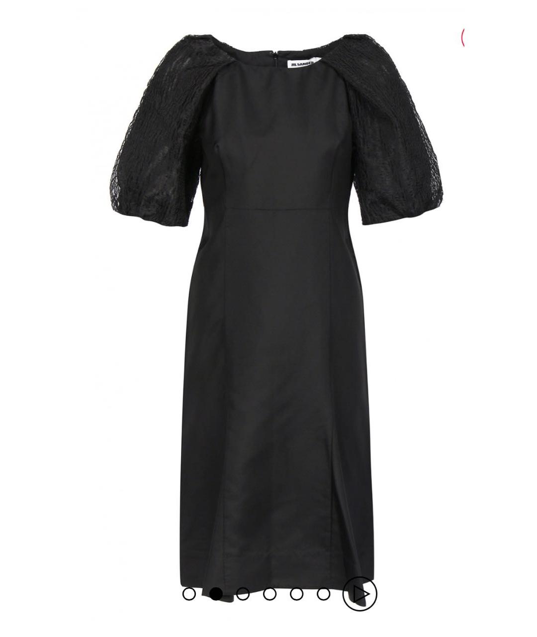 JIL SANDER Черное шелковое коктейльное платье, фото 5