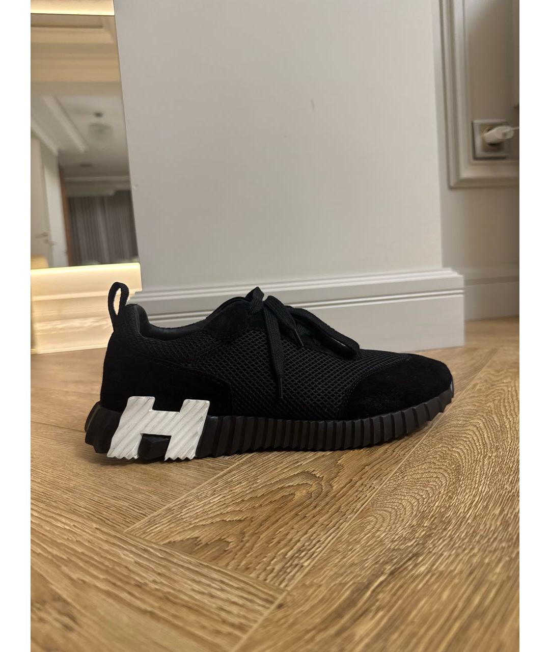 HERMES Черные замшевые низкие кроссовки / кеды, фото 5