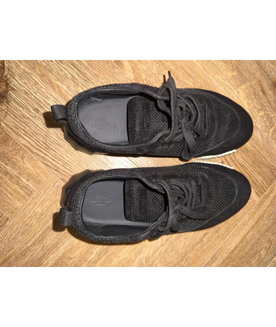 HERMES Черные замшевые низкие кроссовки / кеды, фото 3