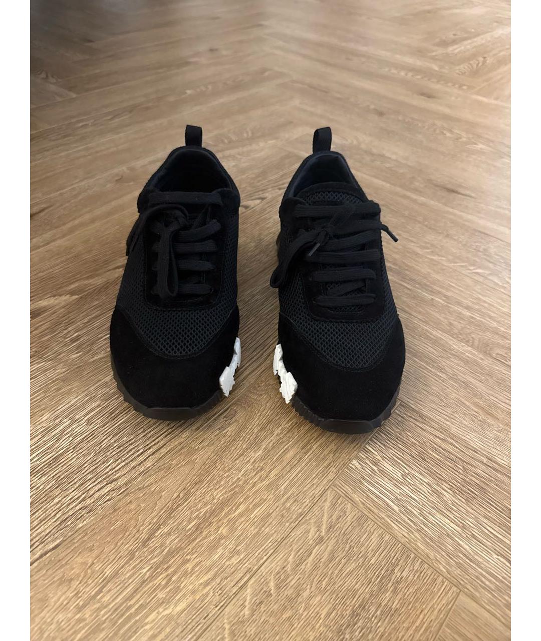 HERMES Черные замшевые низкие кроссовки / кеды, фото 2