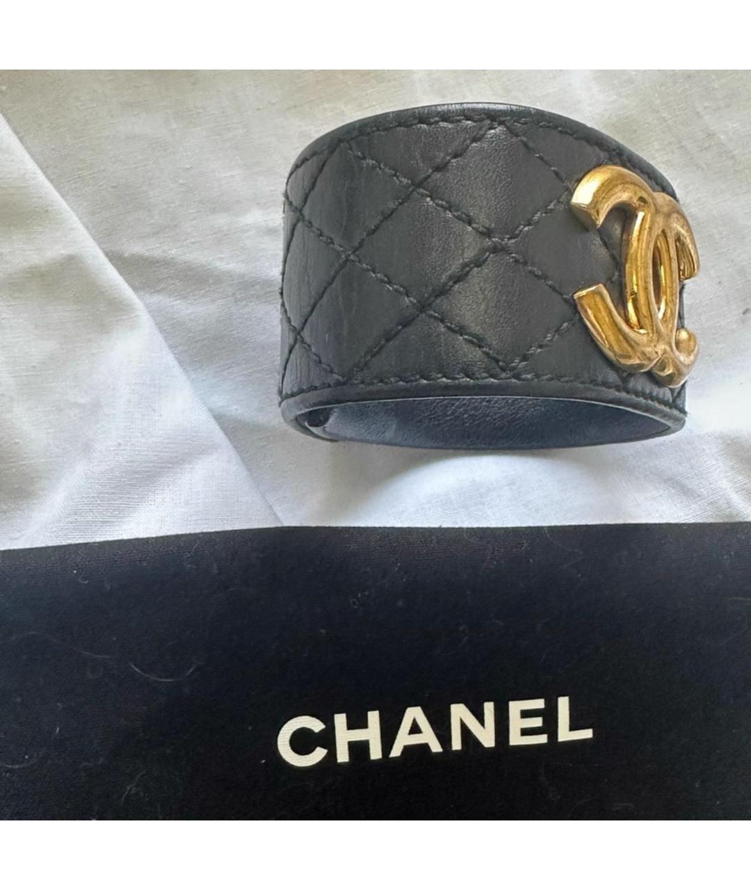 CHANEL Черный кожаный браслет, фото 3