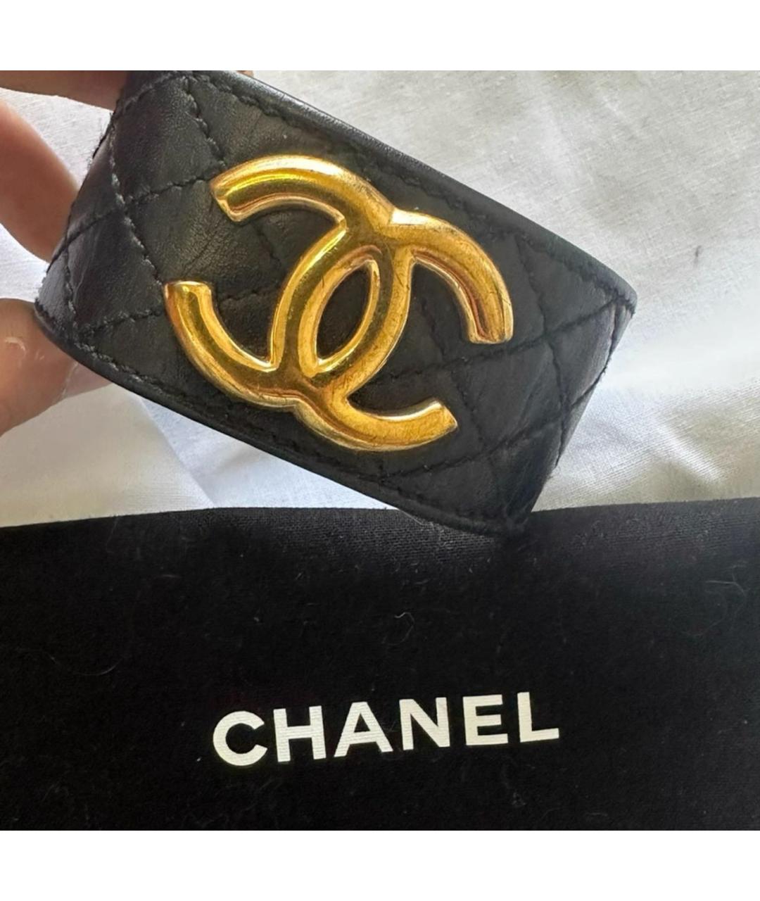 CHANEL Черный кожаный браслет, фото 2