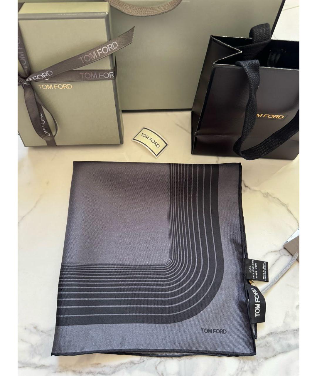 TOM FORD Серый шелковый платок, фото 5
