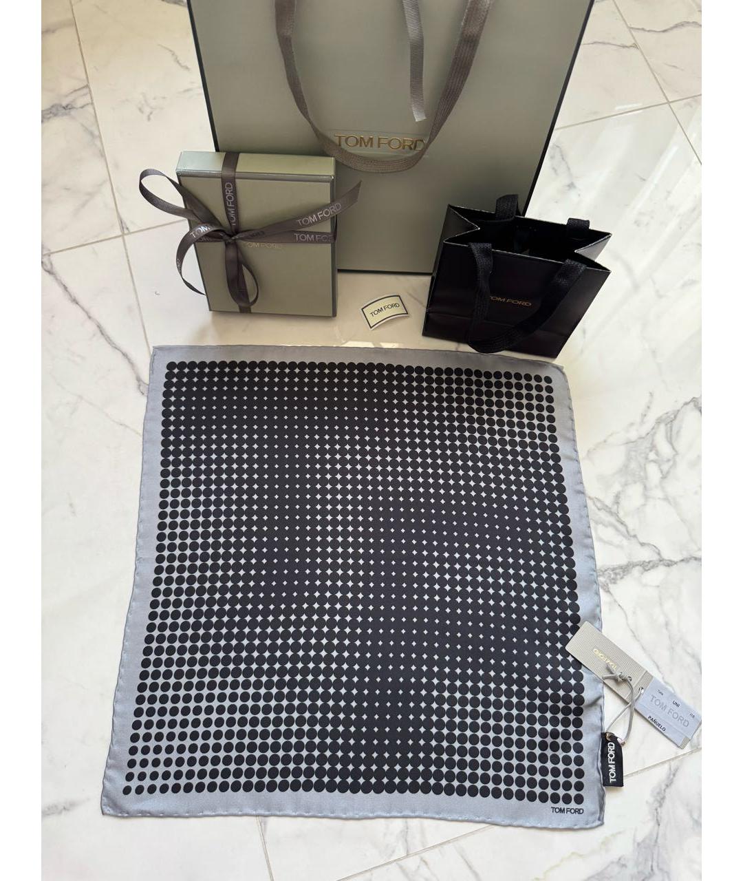 TOM FORD Черный шелковый платок, фото 4