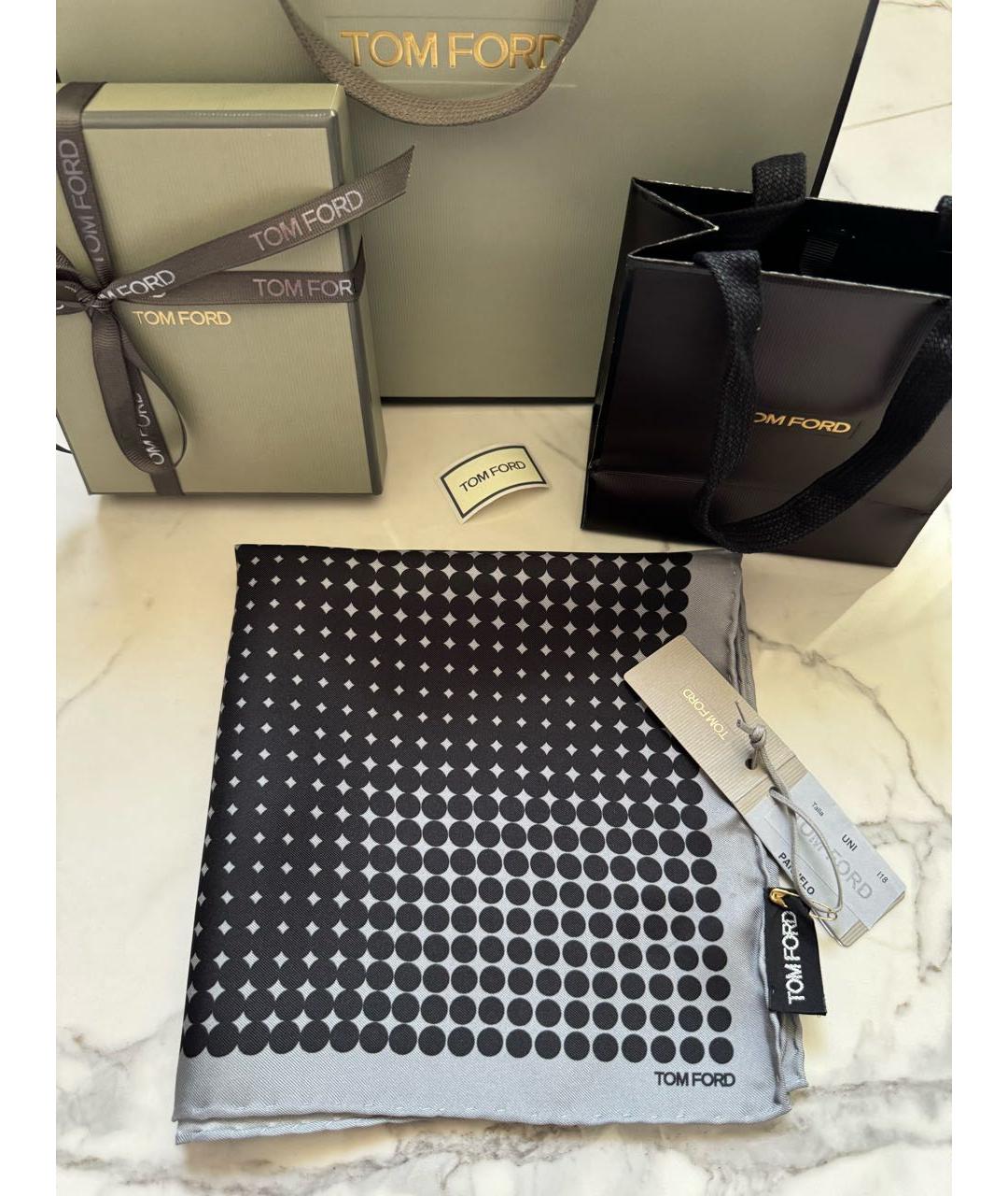 TOM FORD Черный шелковый платок, фото 6