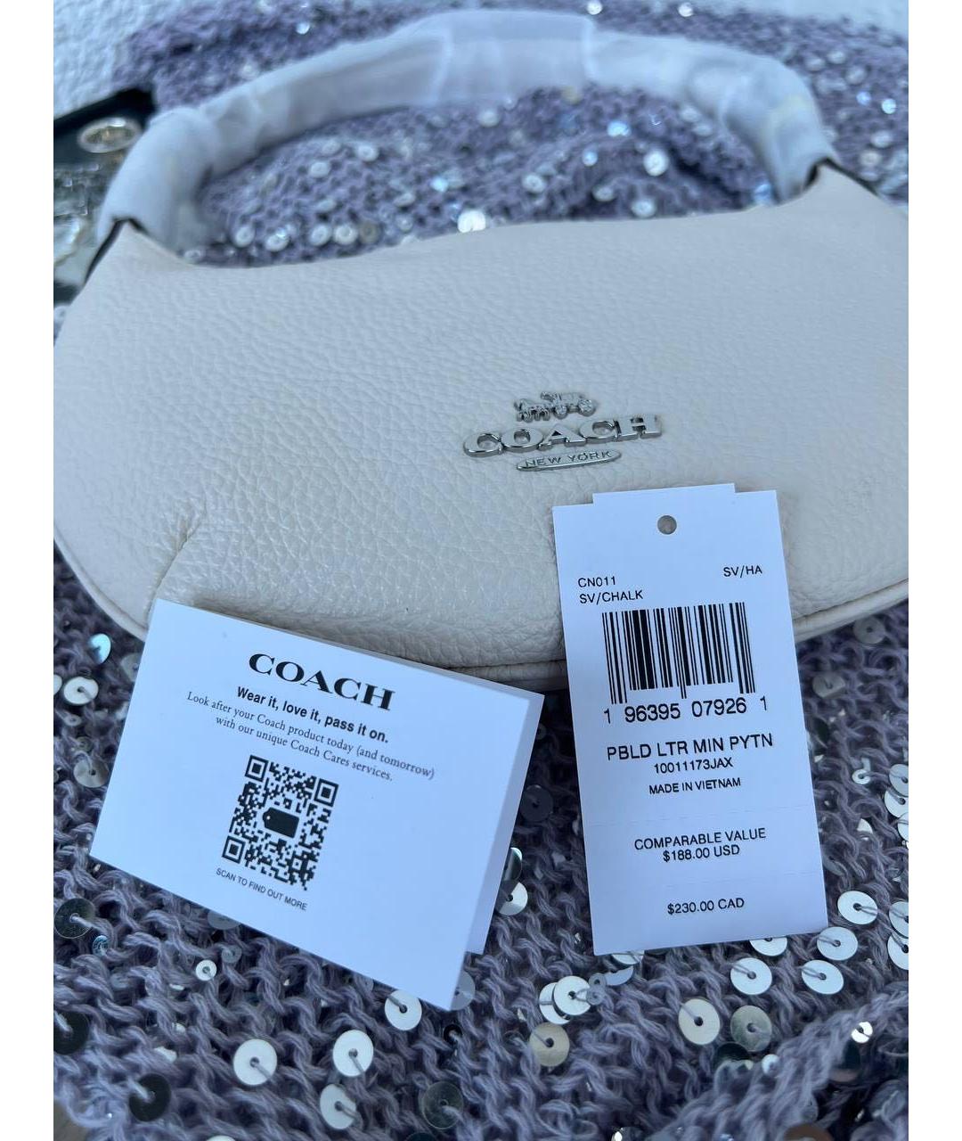 COACH Белая сумка с короткими ручками, фото 6