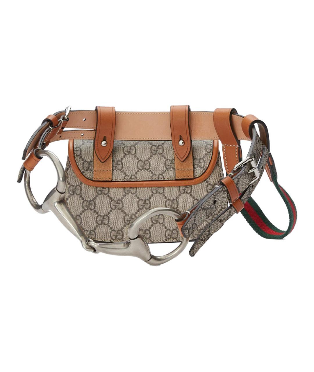 GUCCI Коричневая хлопковая поясная сумка, фото 3