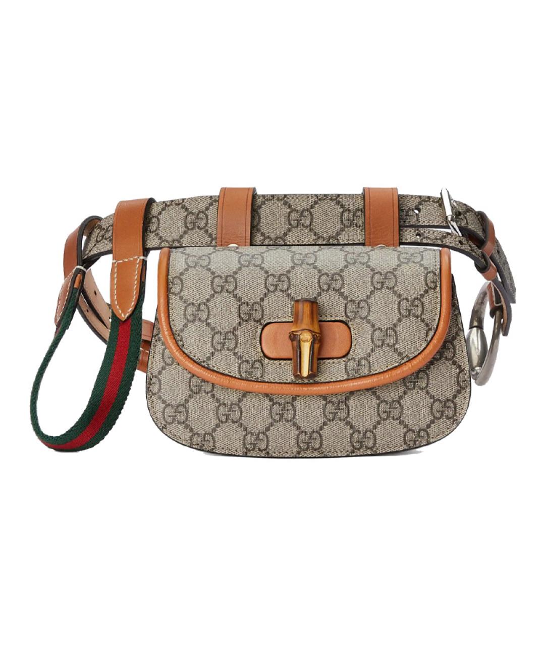 GUCCI Коричневая хлопковая поясная сумка, фото 1