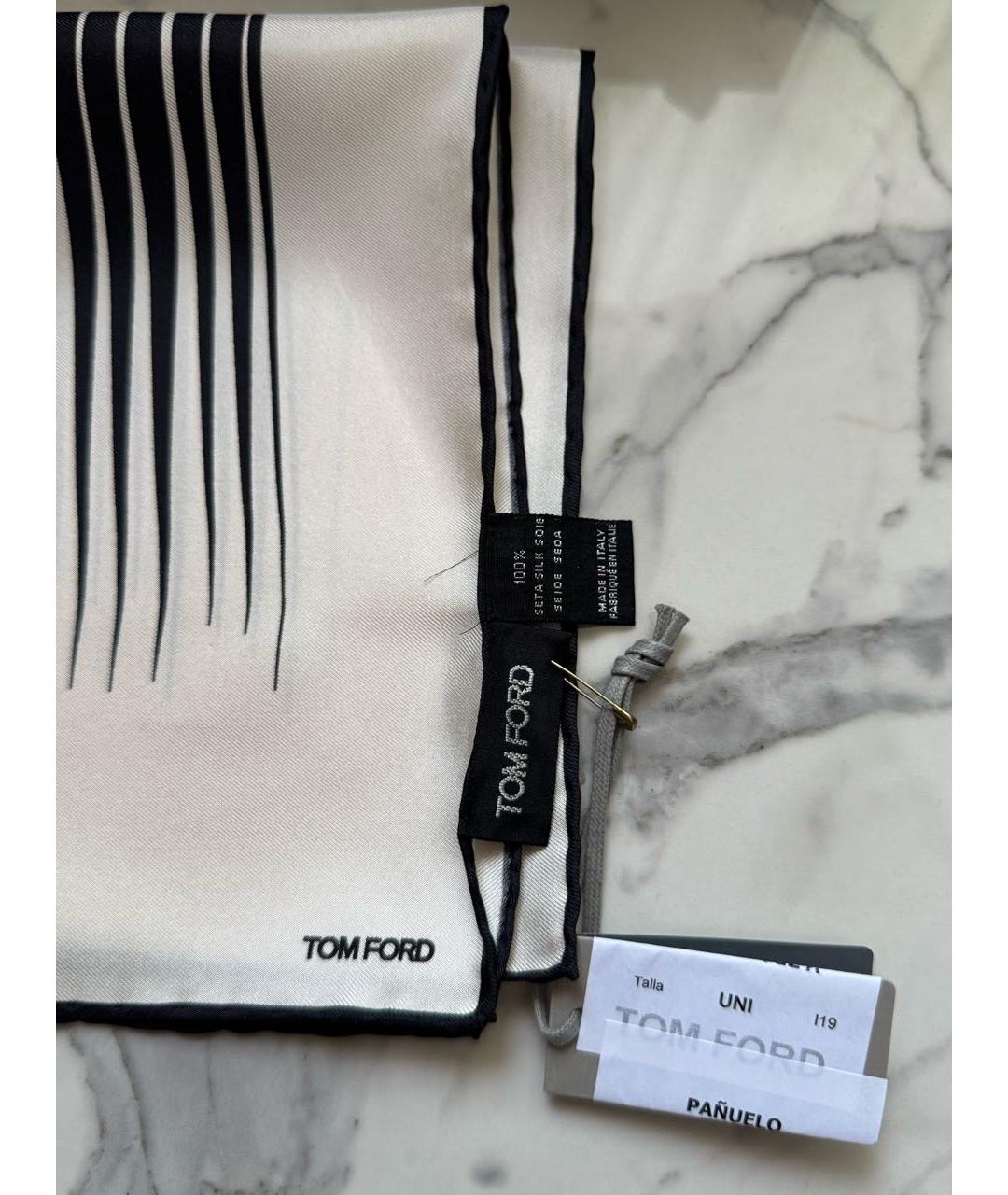 TOM FORD Белый шелковый платок, фото 3