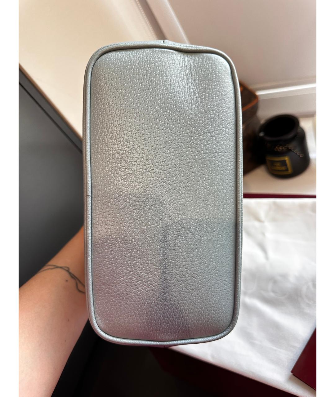 GUCCI Голубая кожаная сумка с короткими ручками, фото 6