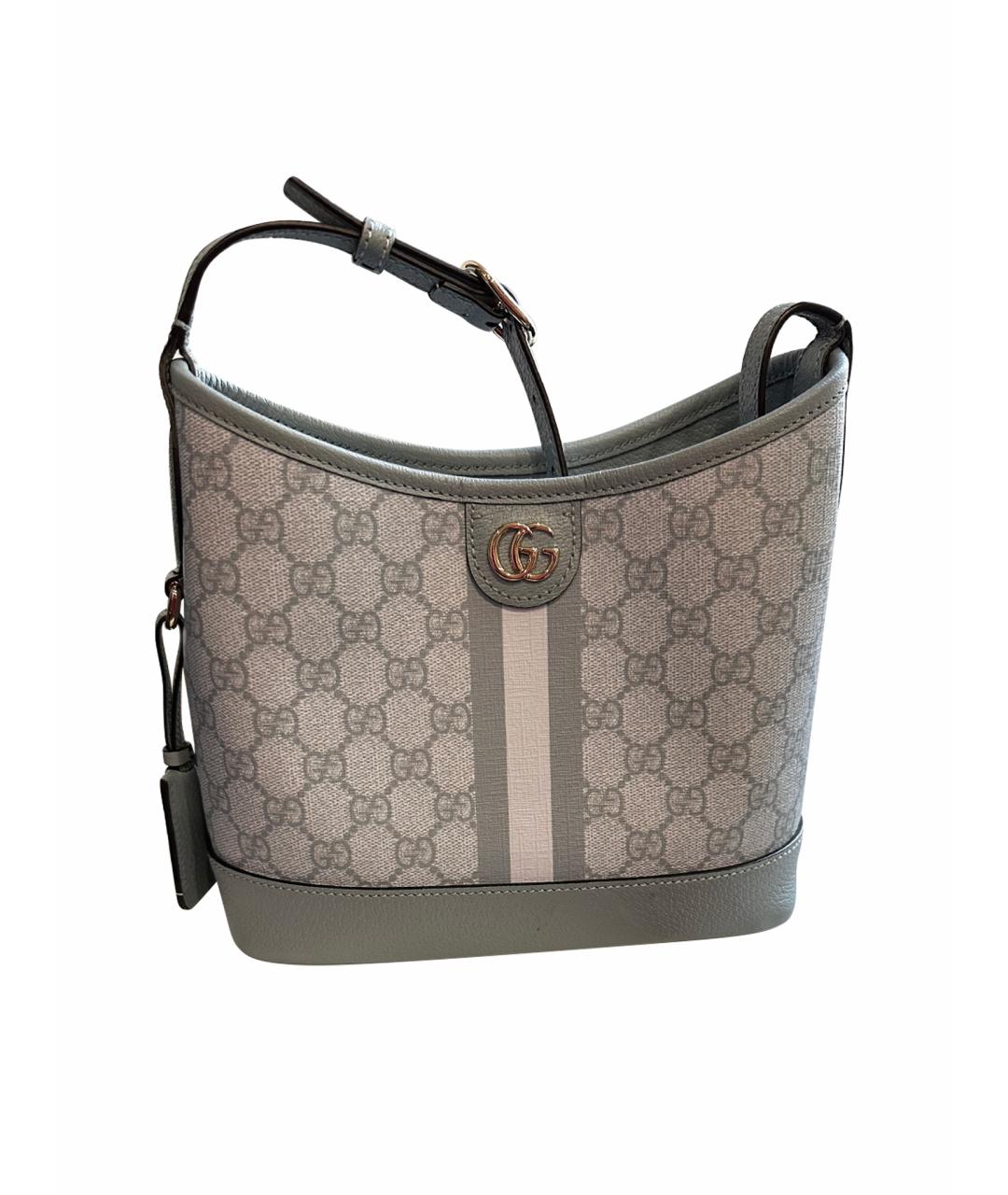 GUCCI Голубая кожаная сумка с короткими ручками, фото 1