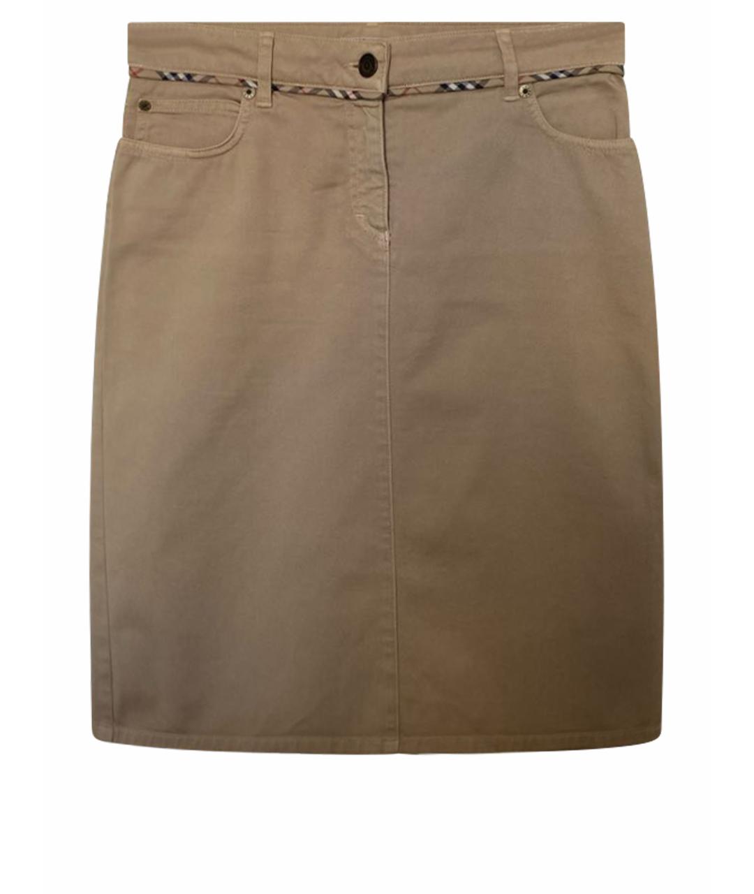 BURBERRY Бежевая хлопковая юбка миди, фото 1