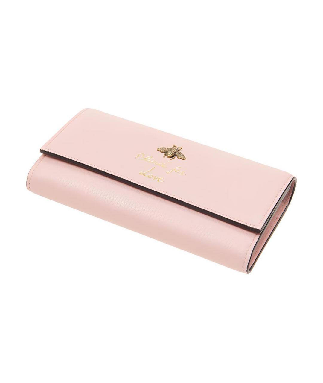 GUCCI Розовый кожаный кошелек, фото 3