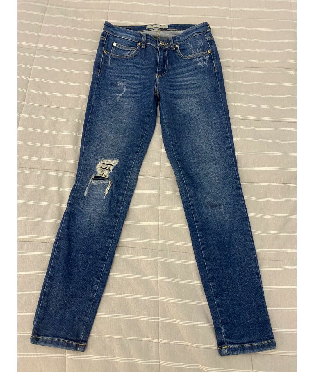 MAX MARA Голубые хлопко-эластановые джинсы слим, фото 8