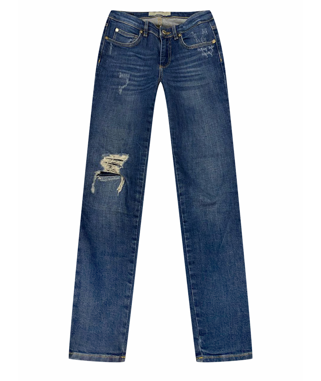 MAX MARA Голубые хлопко-эластановые джинсы слим, фото 1