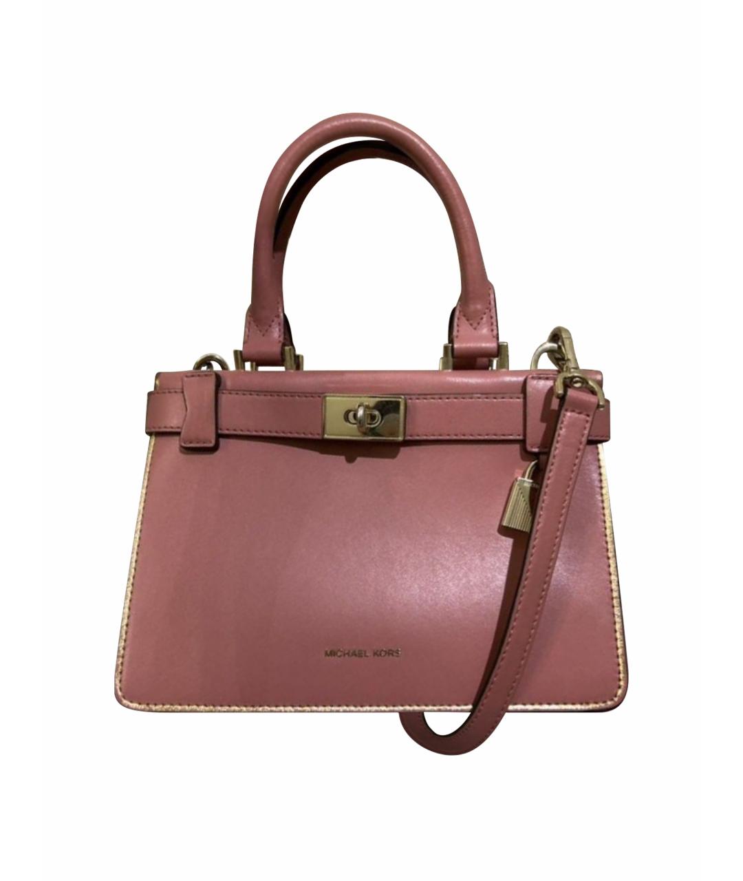 MICHAEL KORS Розовая кожаная сумка с короткими ручками, фото 8