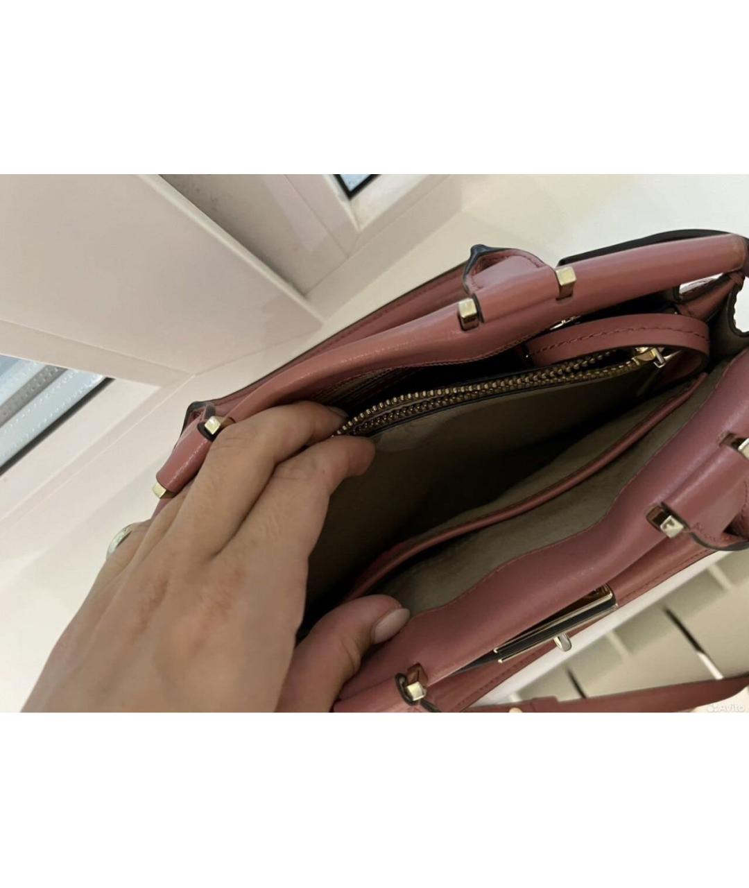 MICHAEL KORS Розовая кожаная сумка с короткими ручками, фото 4