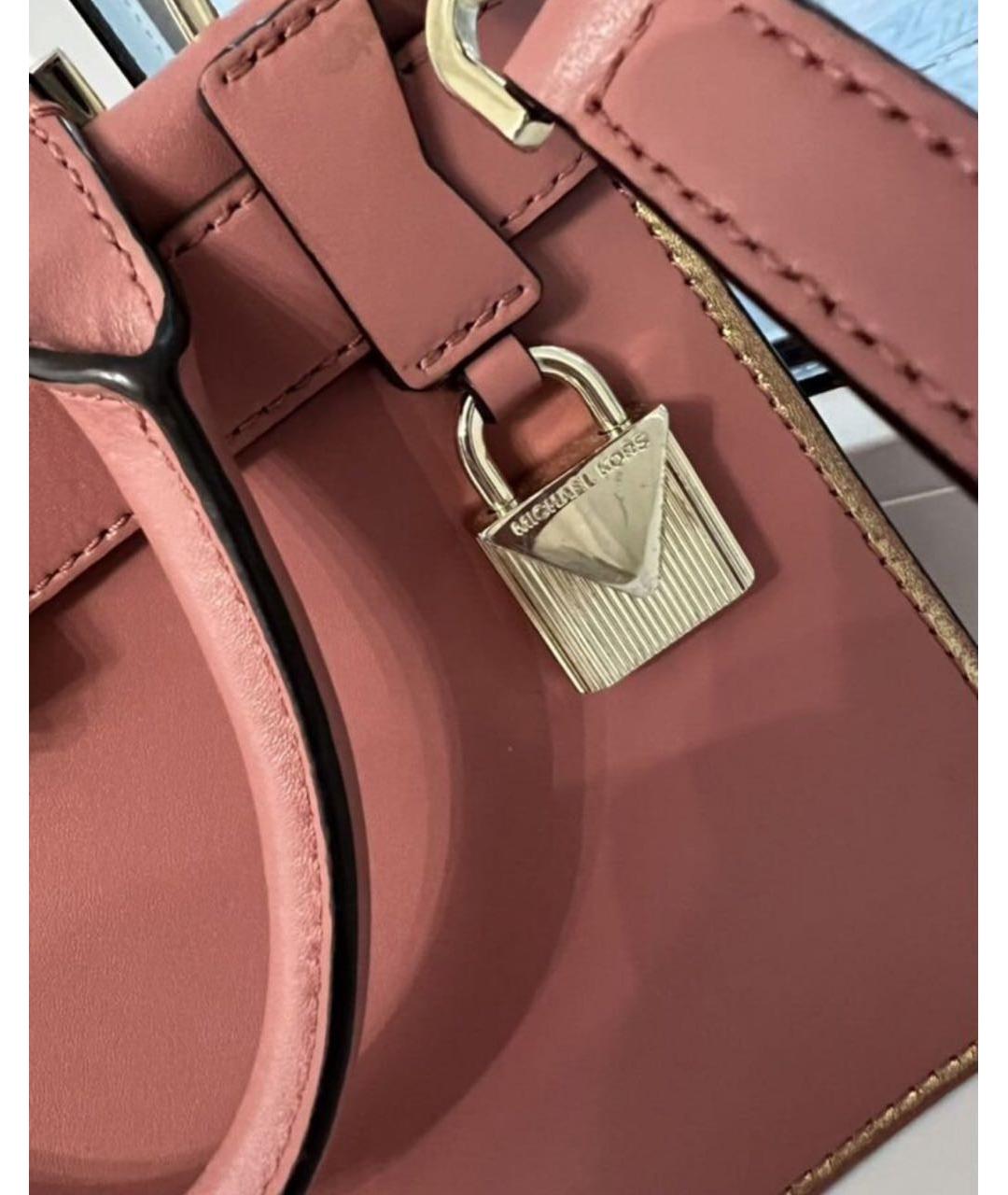 MICHAEL KORS Розовая кожаная сумка с короткими ручками, фото 5