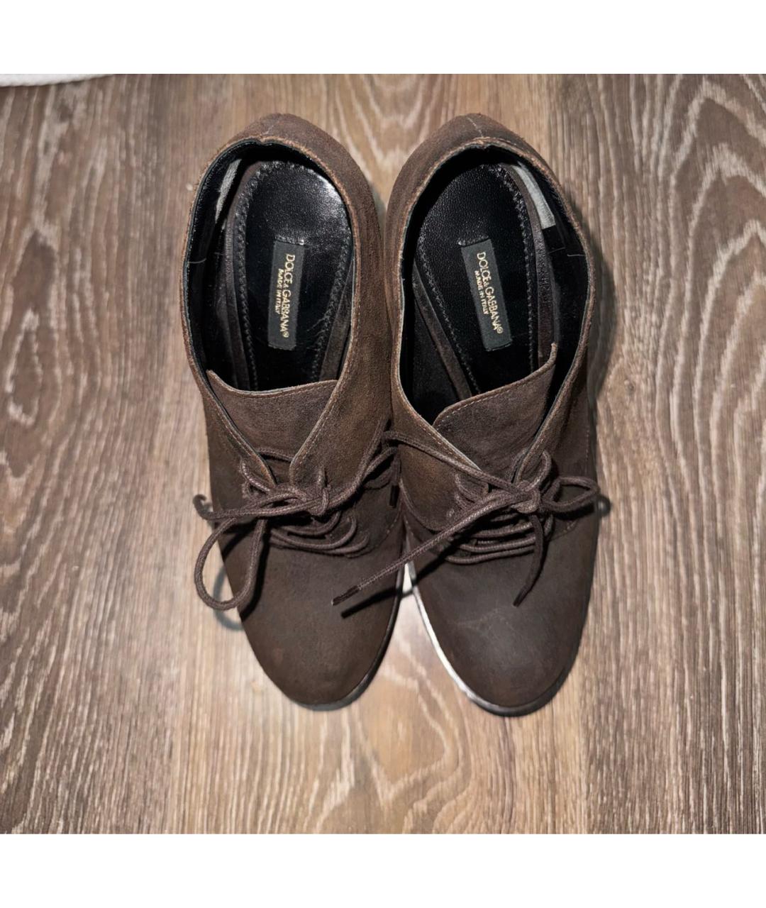 DOLCE&GABBANA Коричневые замшевые ботильоны, фото 3