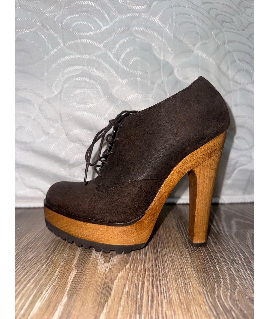 DOLCE&GABBANA Коричневые замшевые ботильоны, фото 5