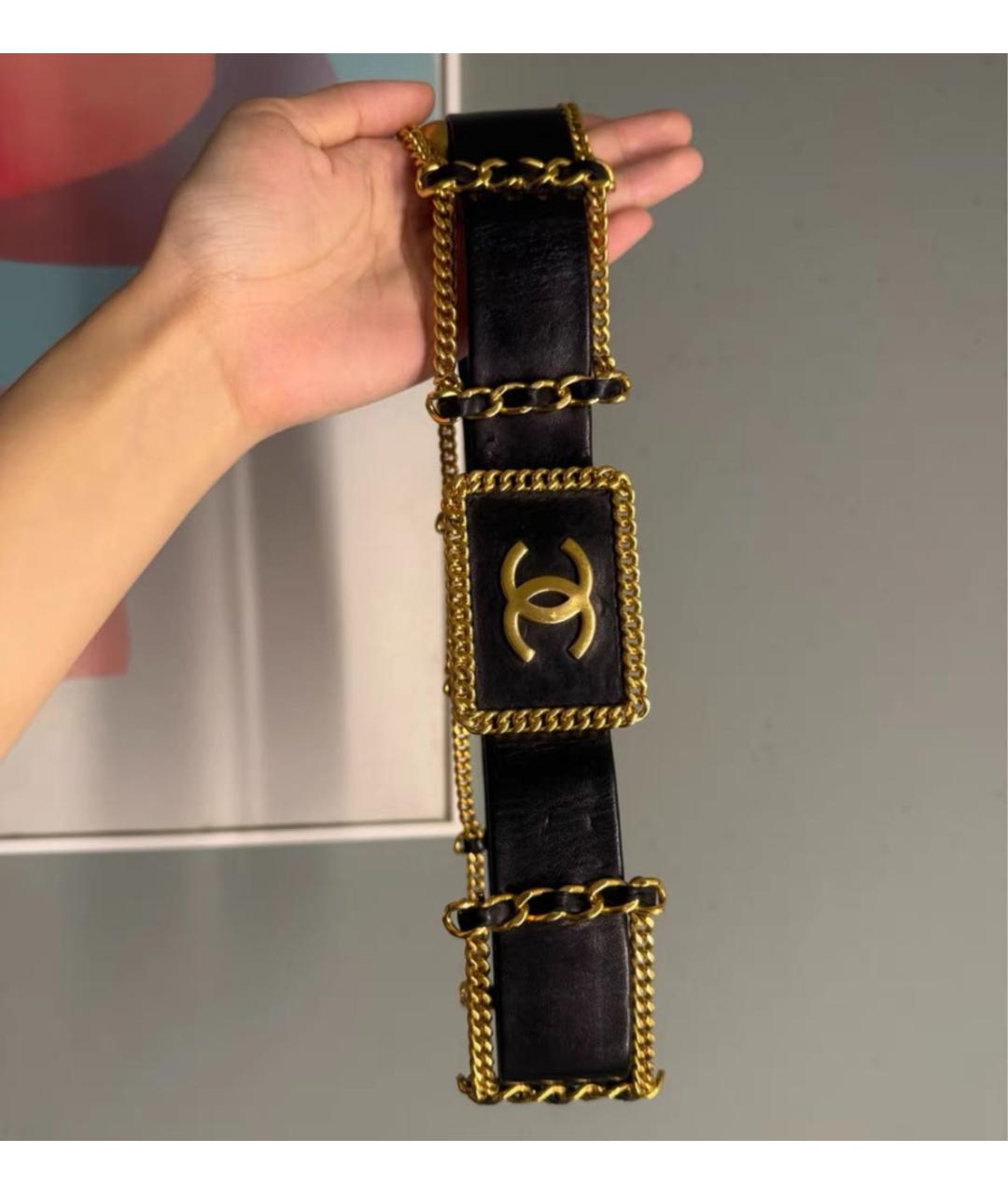 CHANEL Черный кожаный ремень, фото 6