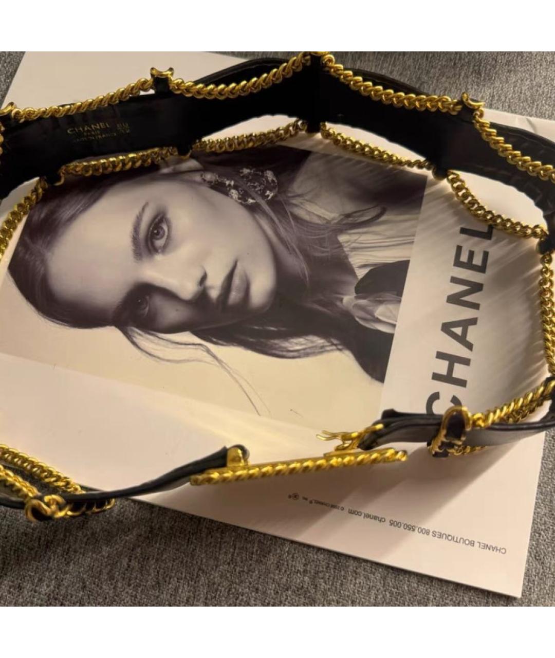 CHANEL Черный кожаный ремень, фото 5