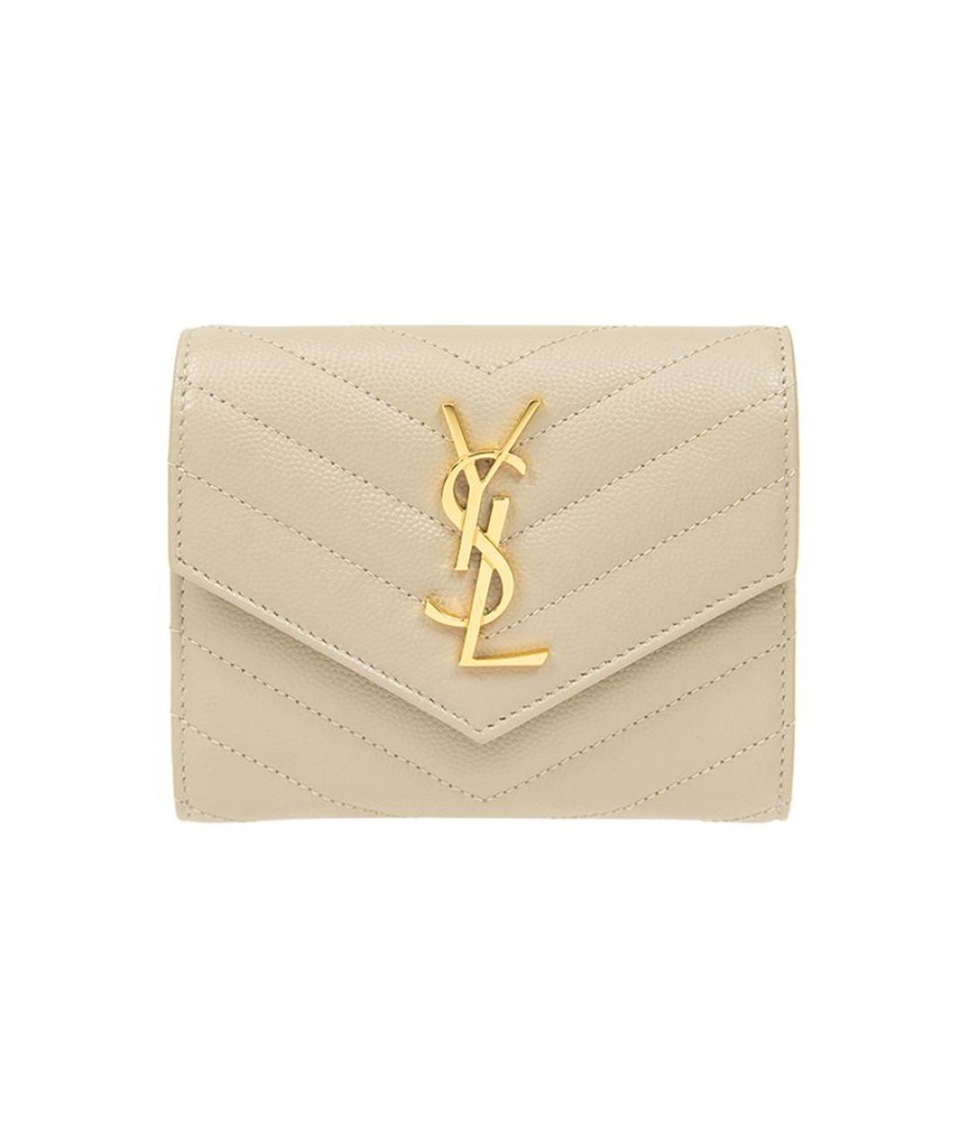 SAINT LAURENT Белый кожаный кошелек, фото 1