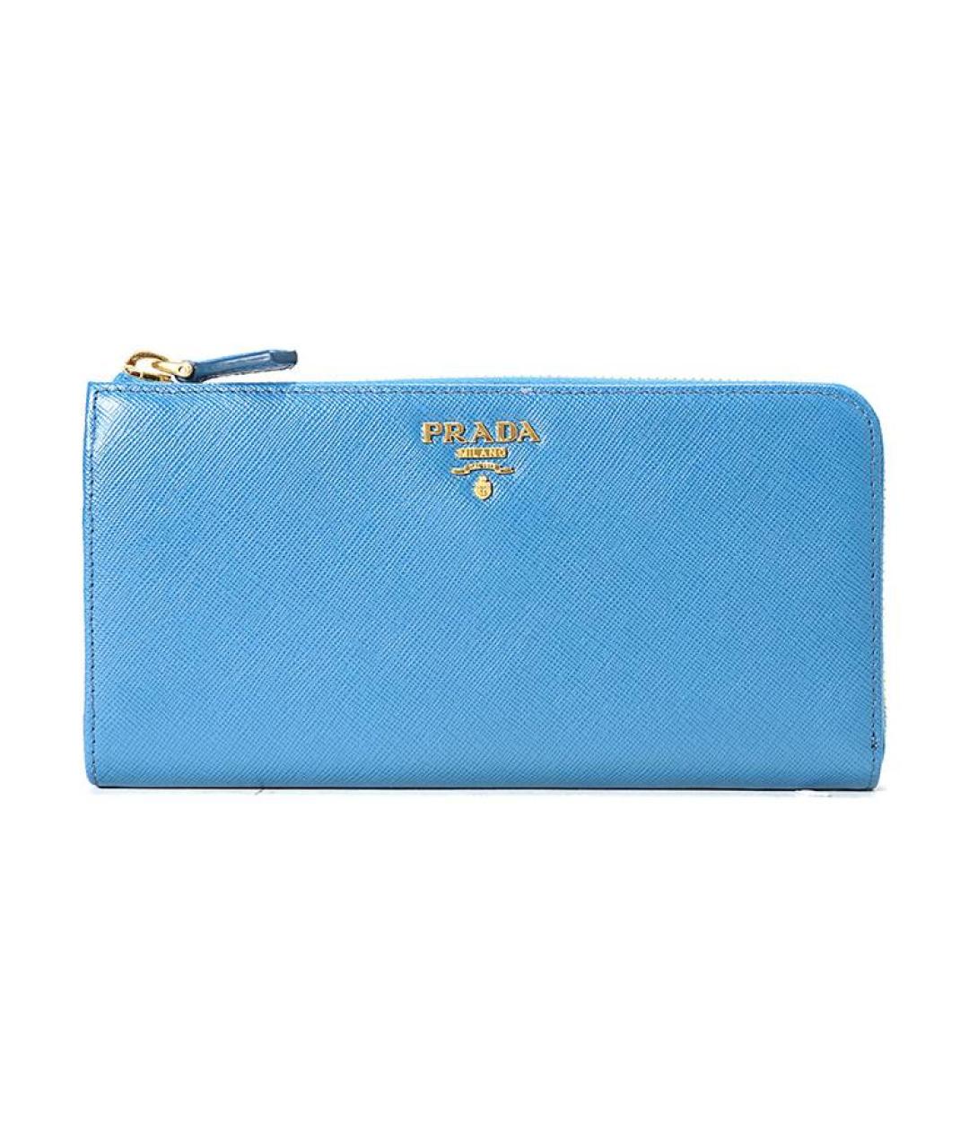 PRADA Голубой кожаный кошелек, фото 1