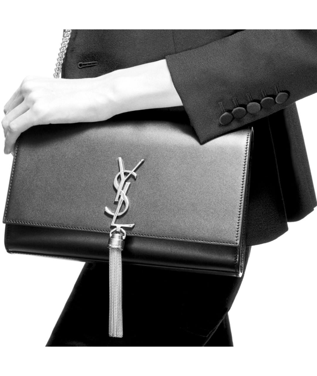 SAINT LAURENT Черная кожаная сумка через плечо, фото 7