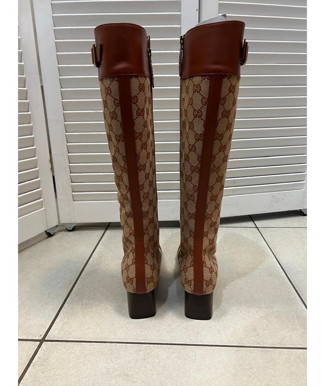 GUCCI Коричневые кожаные сапоги, фото 4