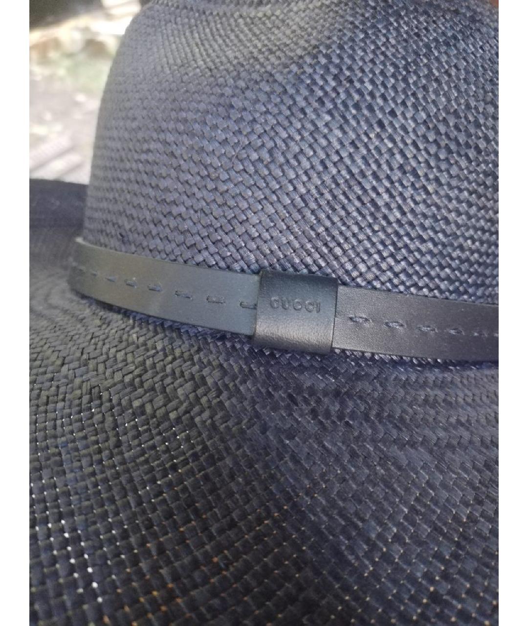 GUCCI Темно-синяя соломенная шляпа, фото 5