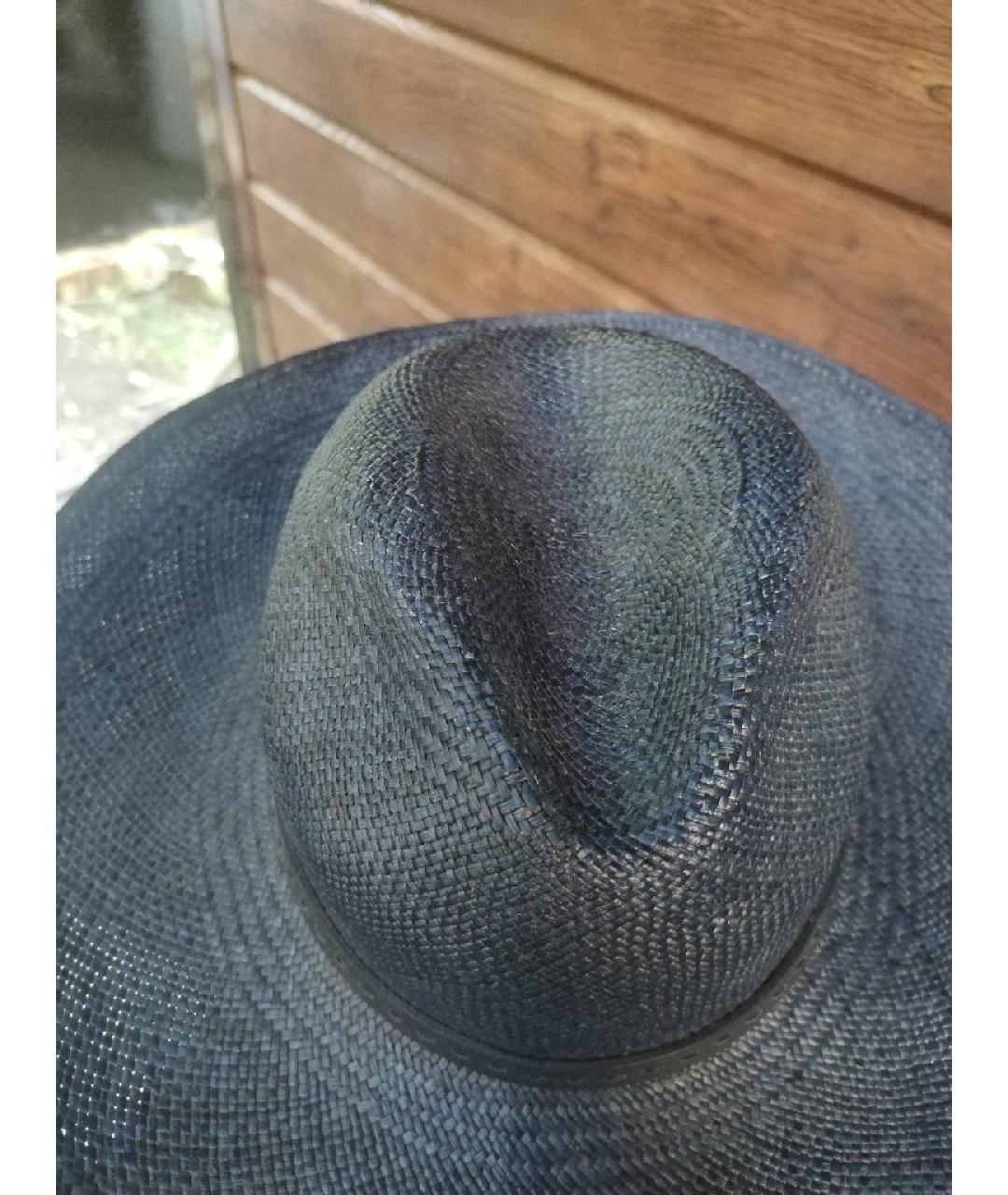 GUCCI Темно-синяя соломенная шляпа, фото 6