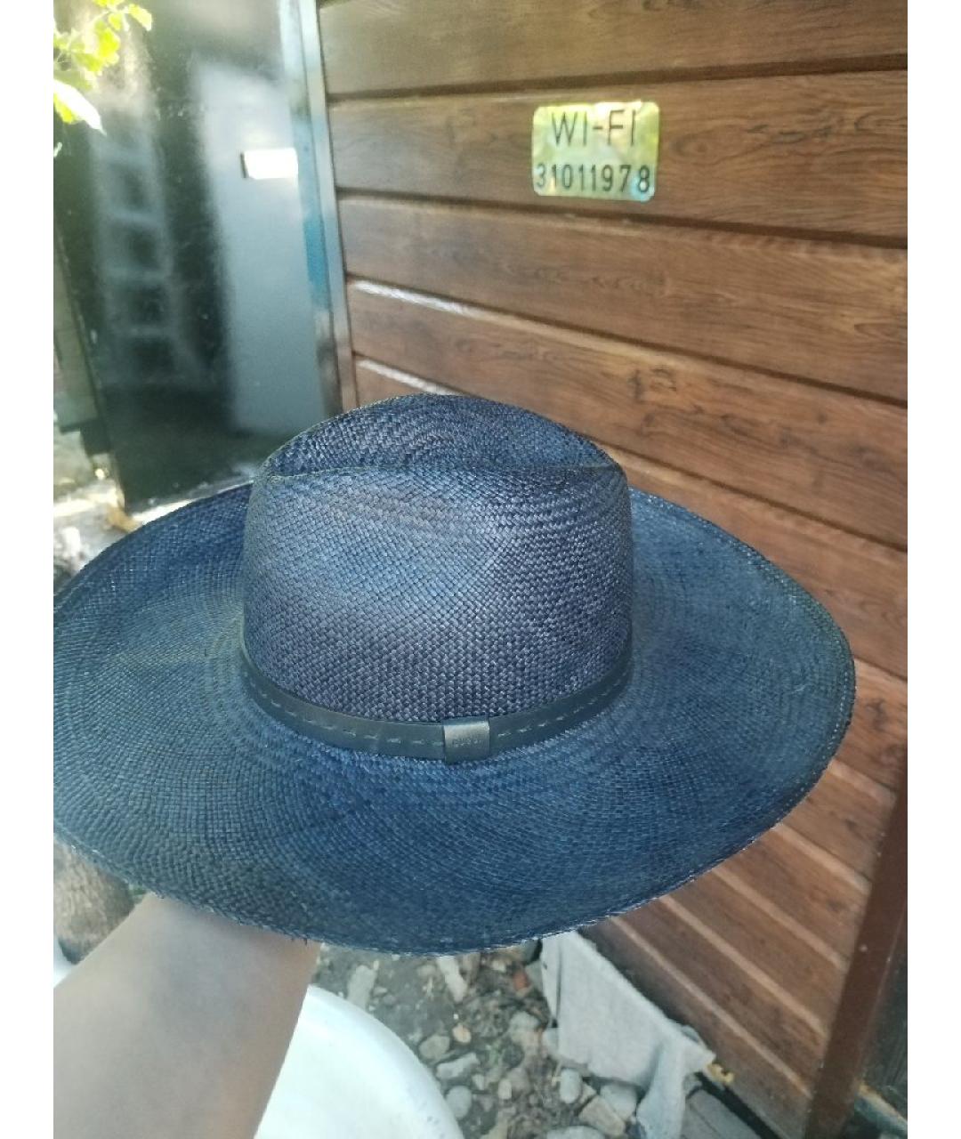 GUCCI Темно-синяя соломенная шляпа, фото 4