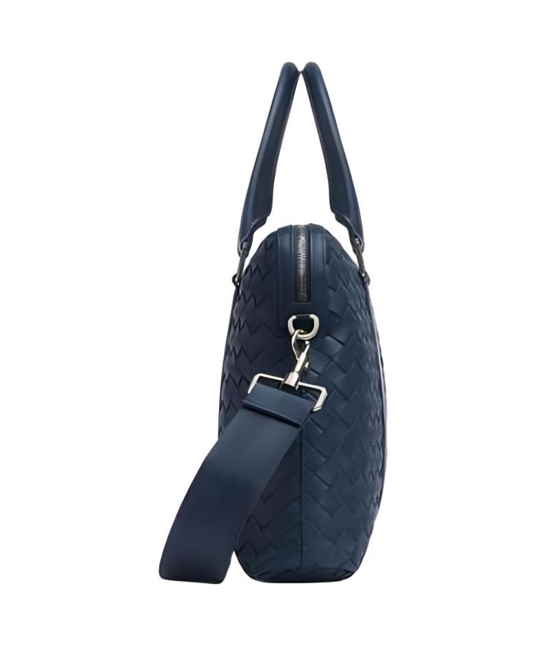 BOTTEGA VENETA Темно-синий кожаный портфель, фото 2