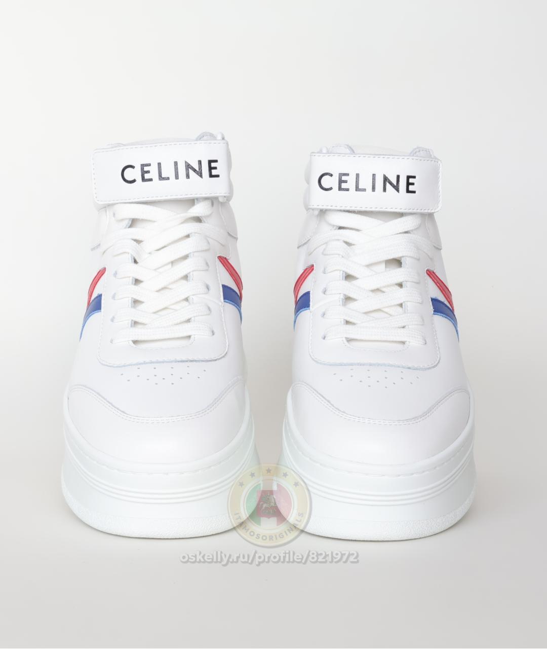 CELINE Белые кожаные кроссовки, фото 4
