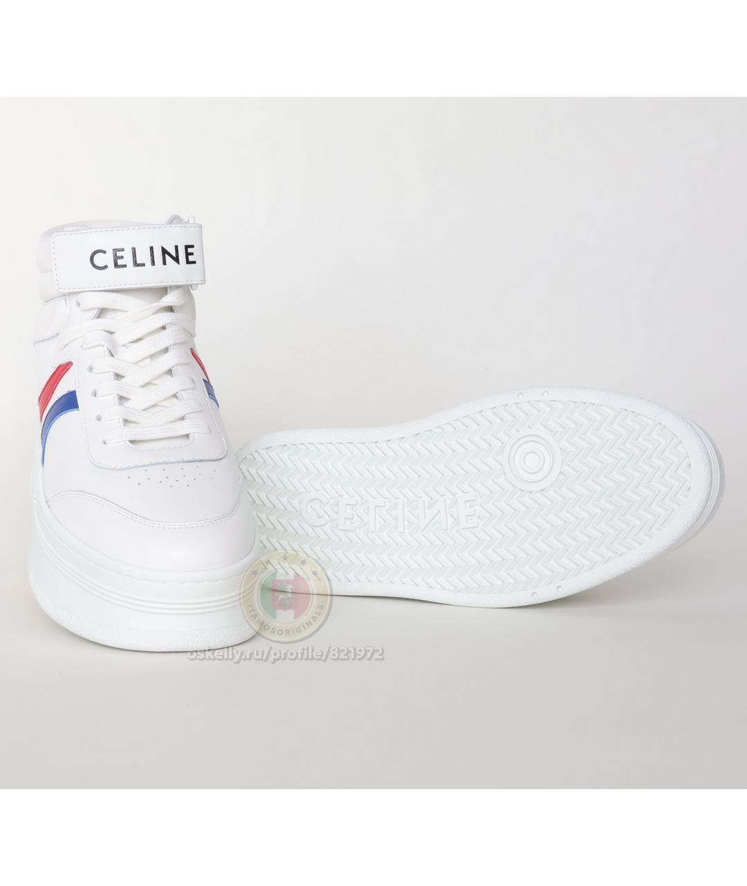 CELINE Белые кожаные кроссовки, фото 6