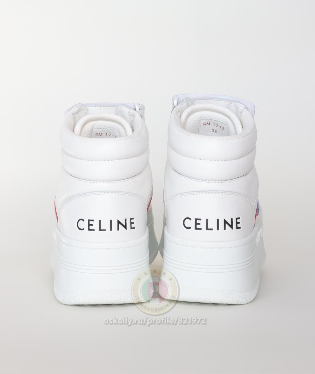 CELINE Белые кожаные кроссовки, фото 5