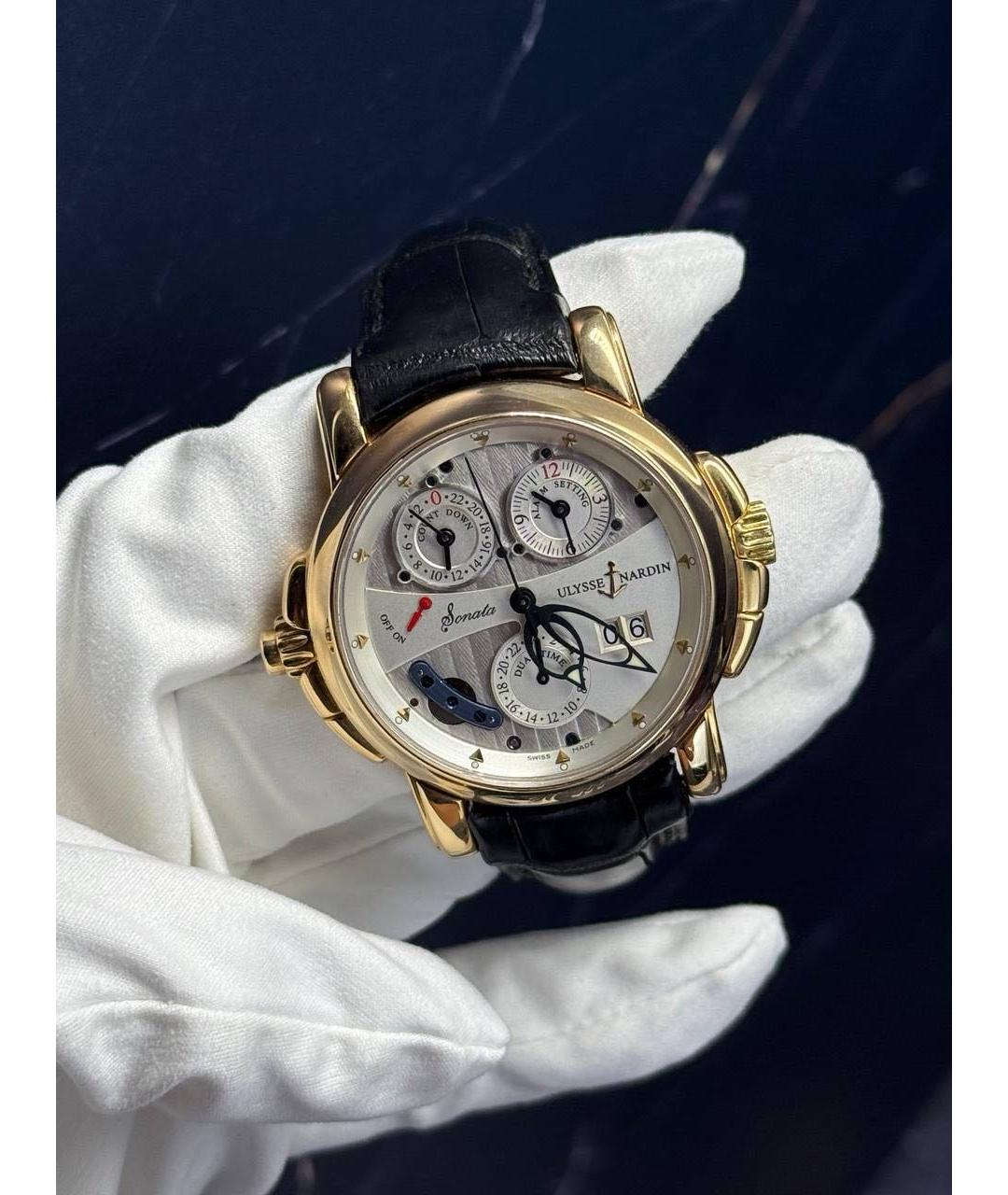 Ulysse Nardin Черные часы из розового золота, фото 5