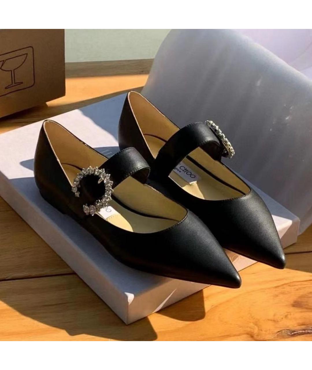 JIMMY CHOO Черные кожаные балетки, фото 4