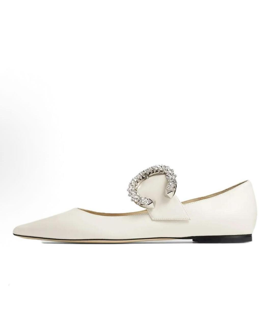 JIMMY CHOO Белые кожаные балетки, фото 4