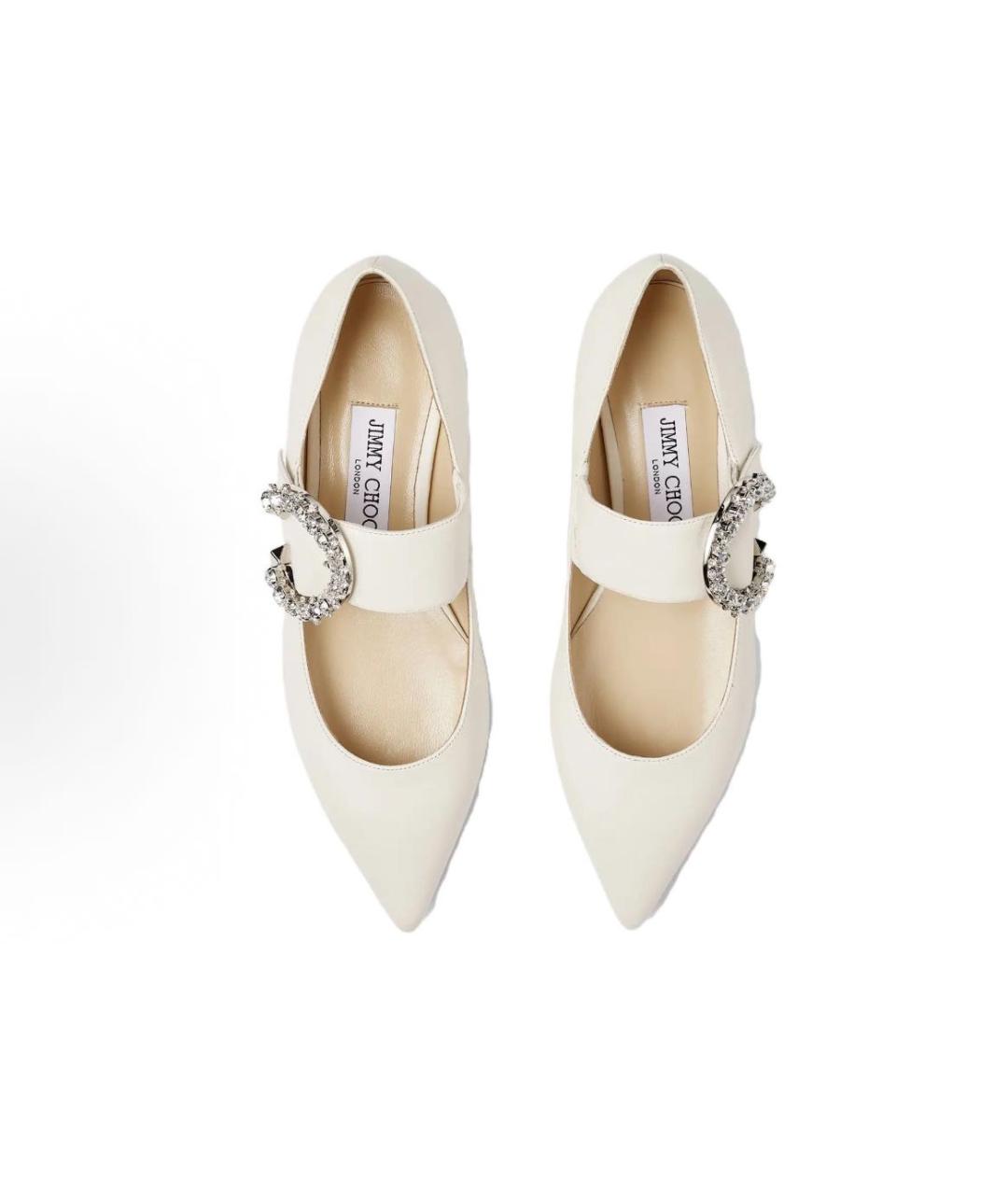 JIMMY CHOO Белые кожаные балетки, фото 2
