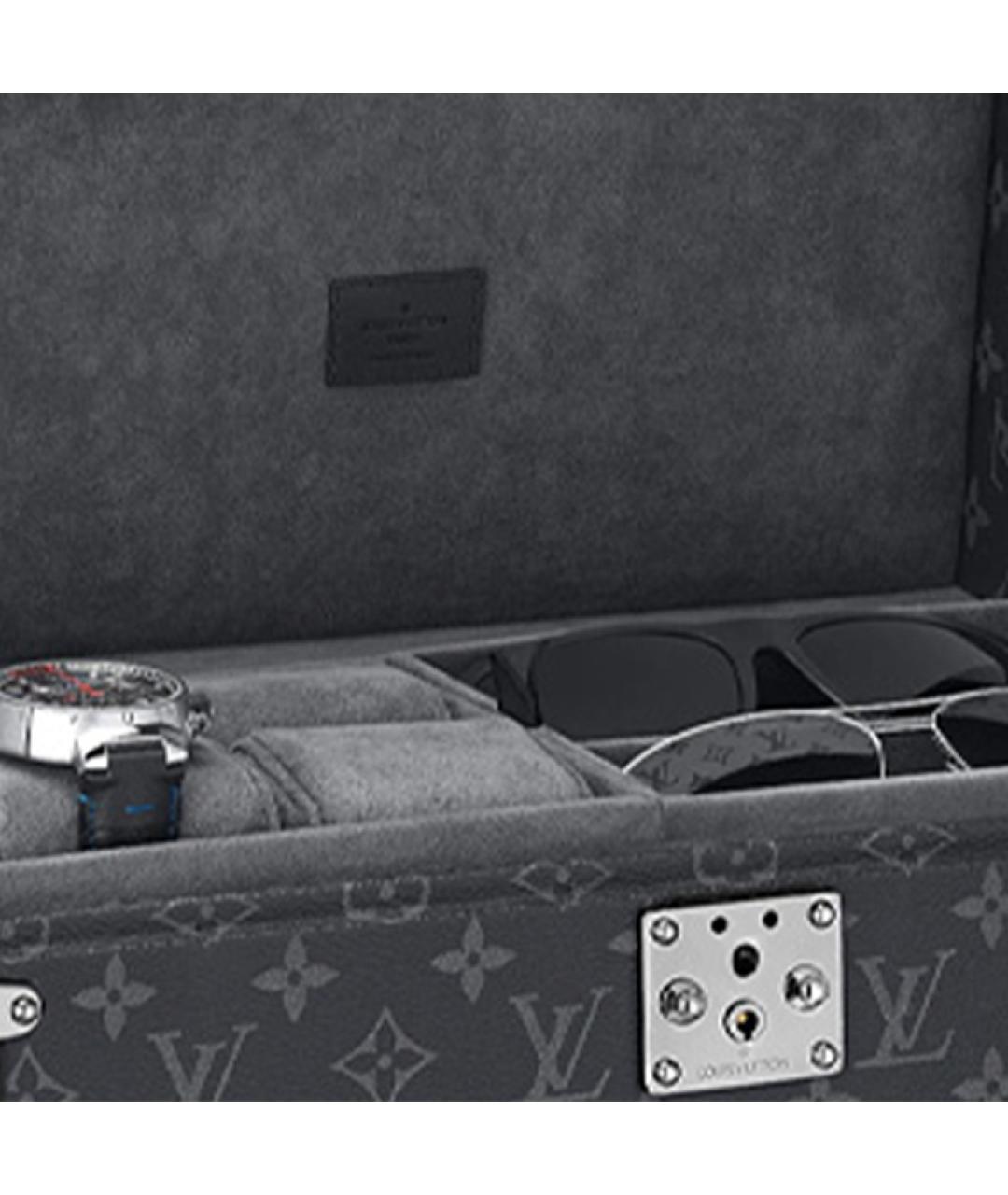 LOUIS VUITTON Черный кожаный чемодан, фото 4