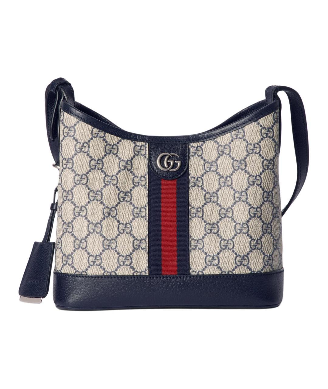 GUCCI Темно-синяя хлопковая сумка через плечо, фото 1