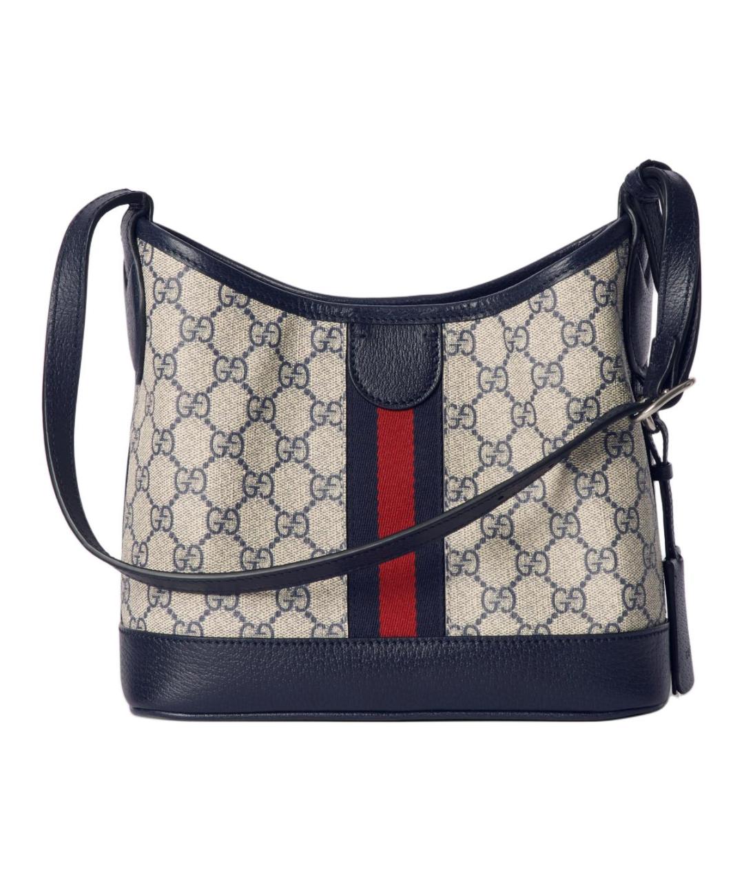 GUCCI Темно-синяя хлопковая сумка через плечо, фото 4