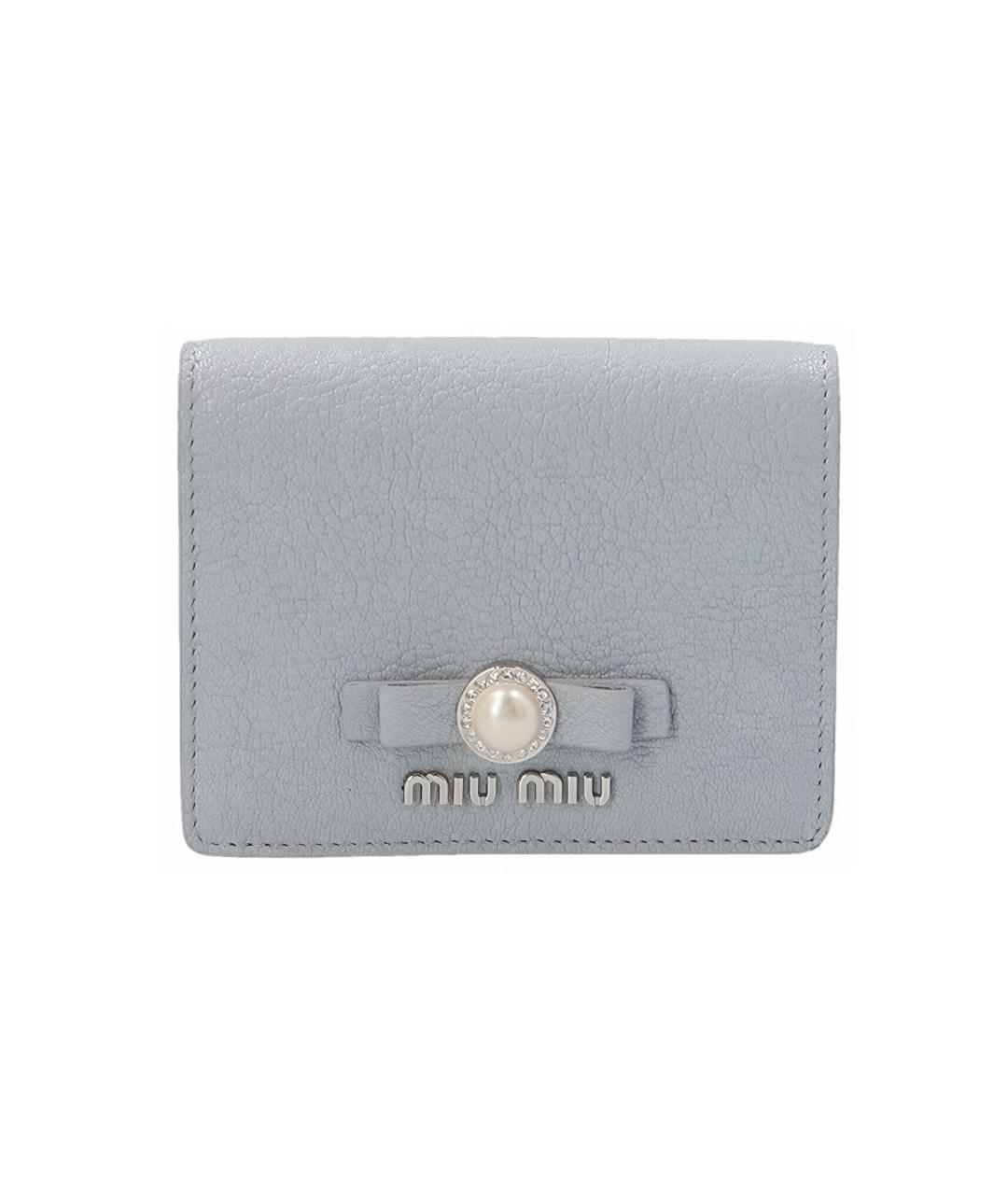 MIU MIU Серый кожаный кошелек, фото 1